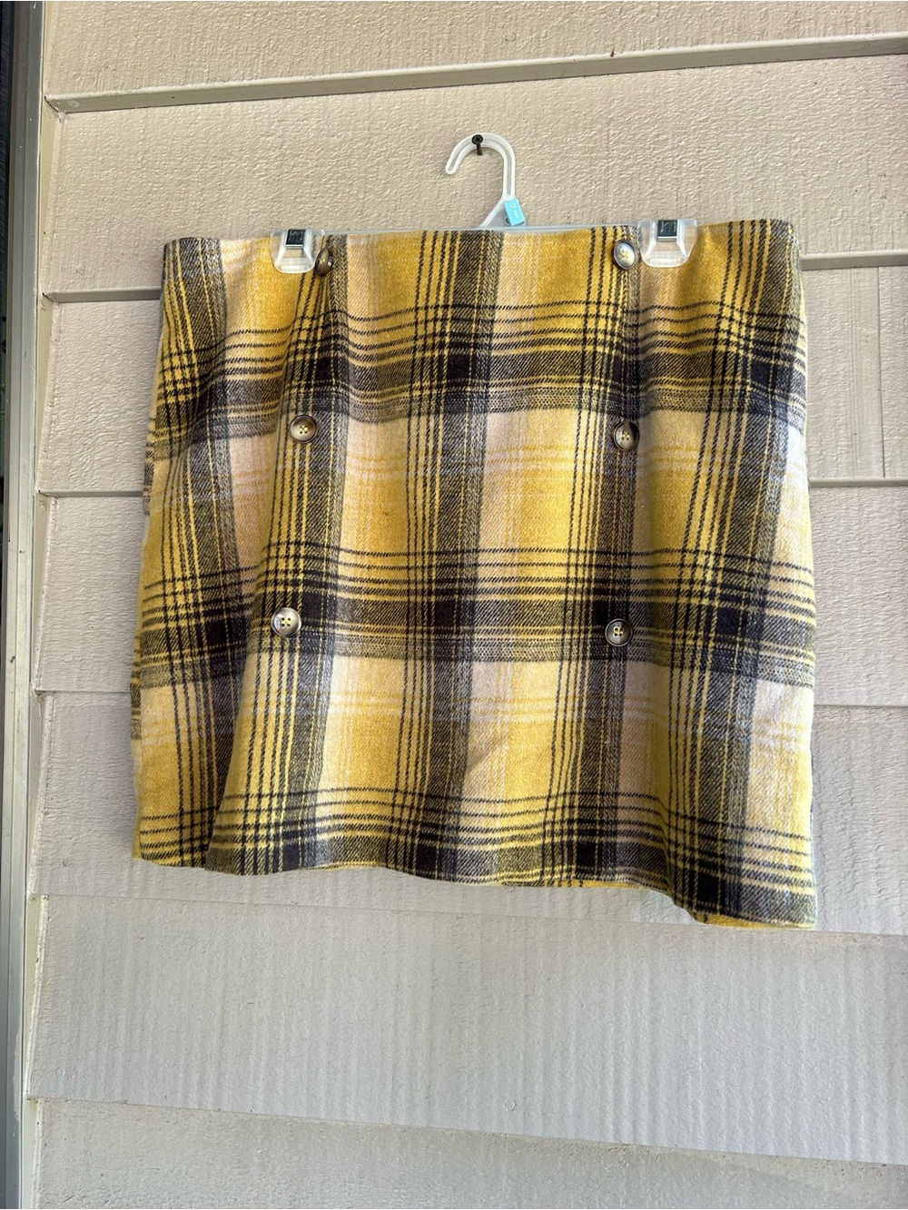 Rooscier Plaid Yellow Button trim Mini Skirt